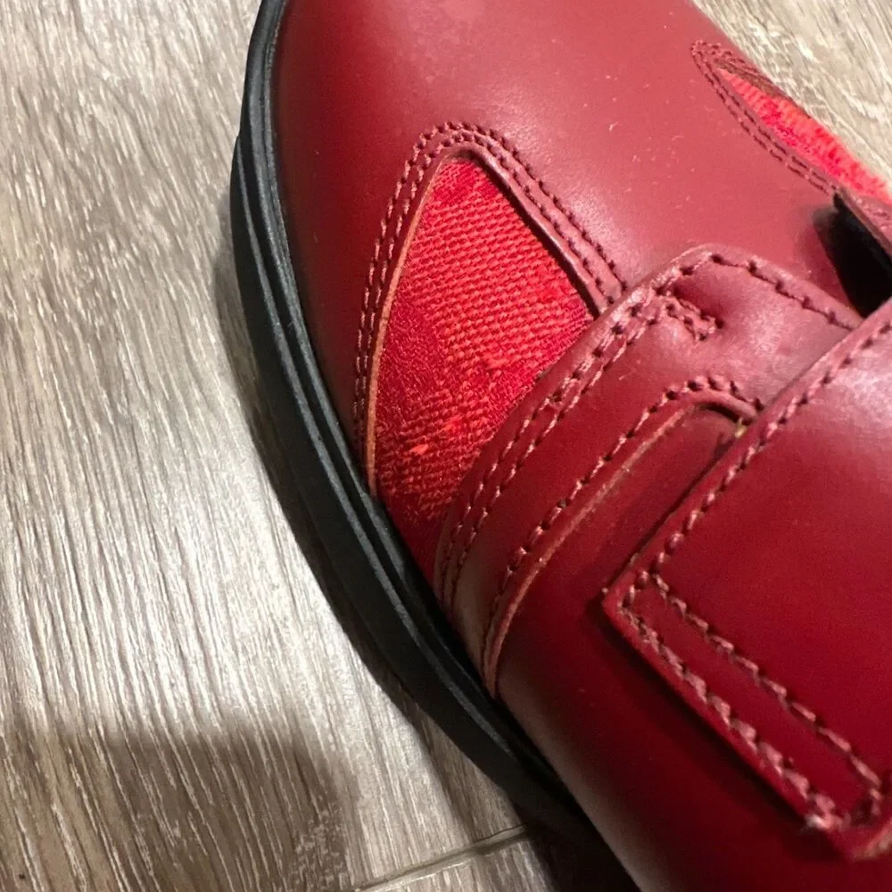 Vintage Gucci Red GG Monogram Canvas Velcro Strap Sneakers 9.5B 101 6129